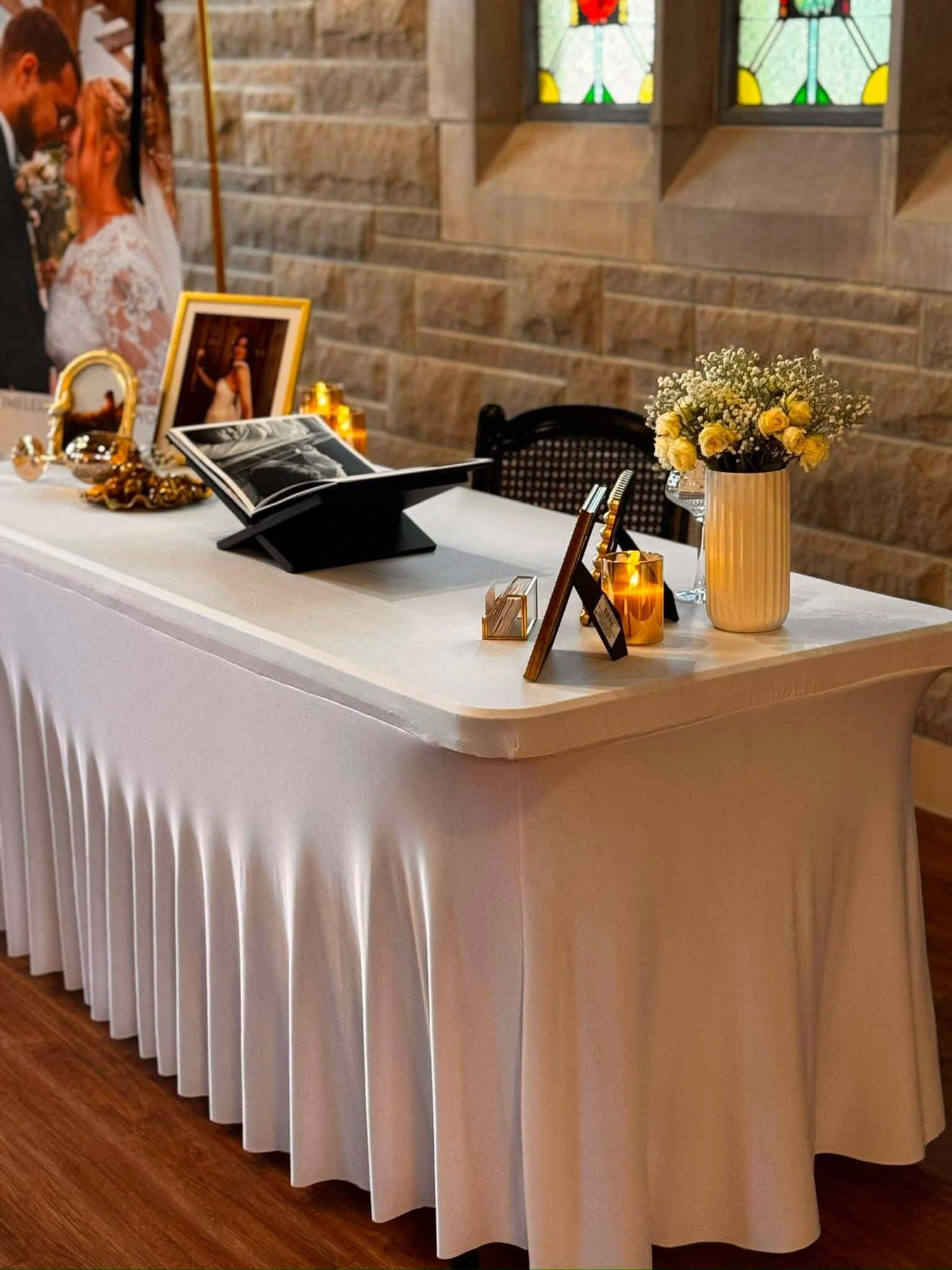 table top display of wedding book